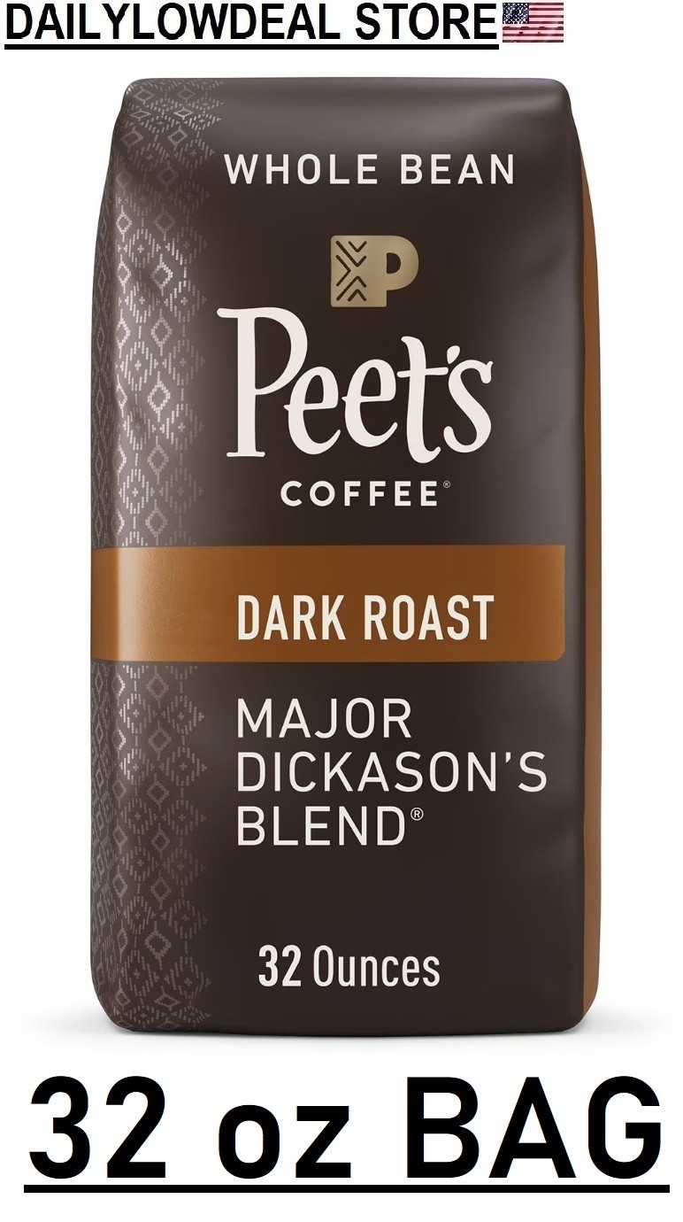 Peet’s Coffee Major Dickason’s Blend, Dark Roast Whole Bean Coffee, 32 oz Bag