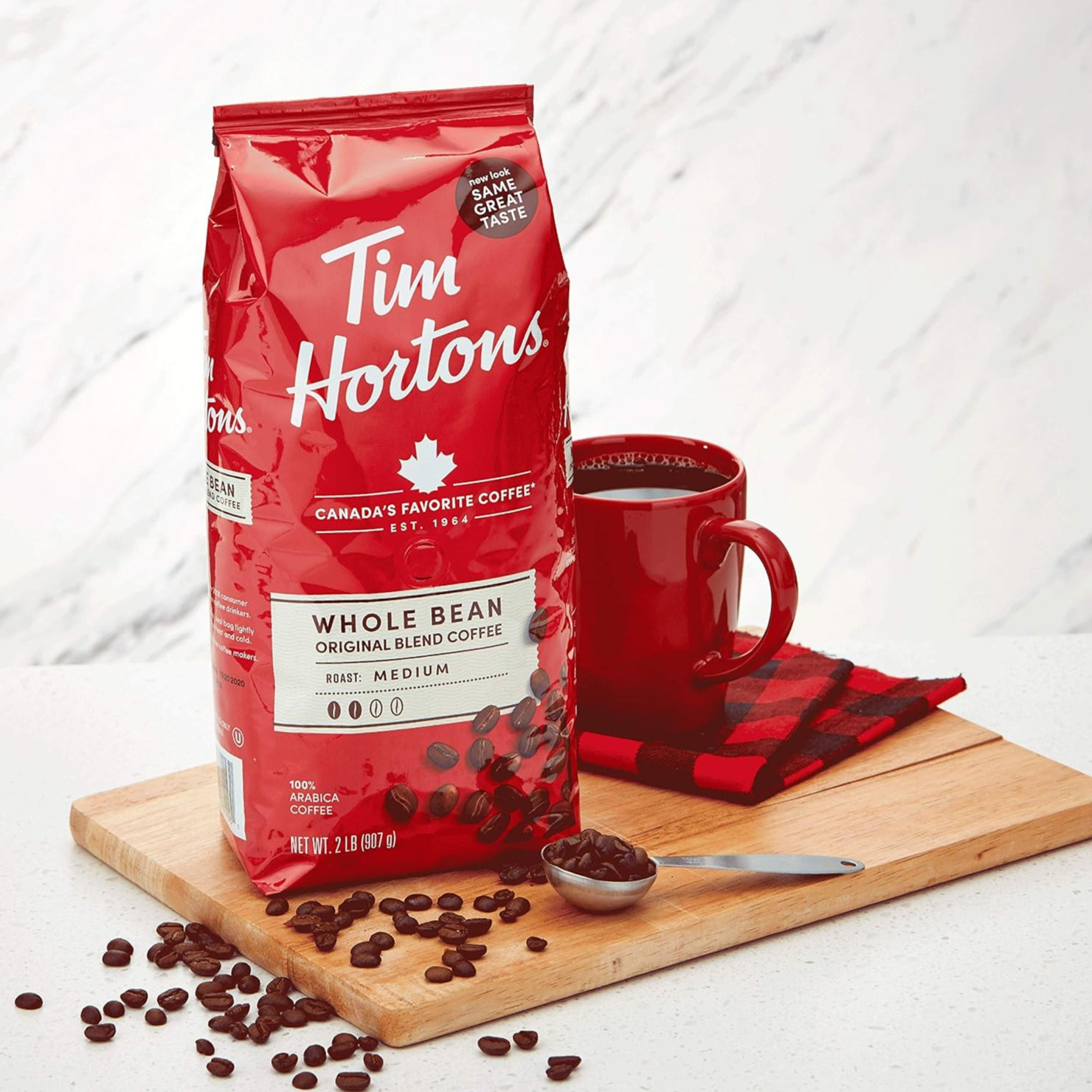Tim Hortons Original Whole Bean Coffee Medium Roast 32 oz 100% Arabica