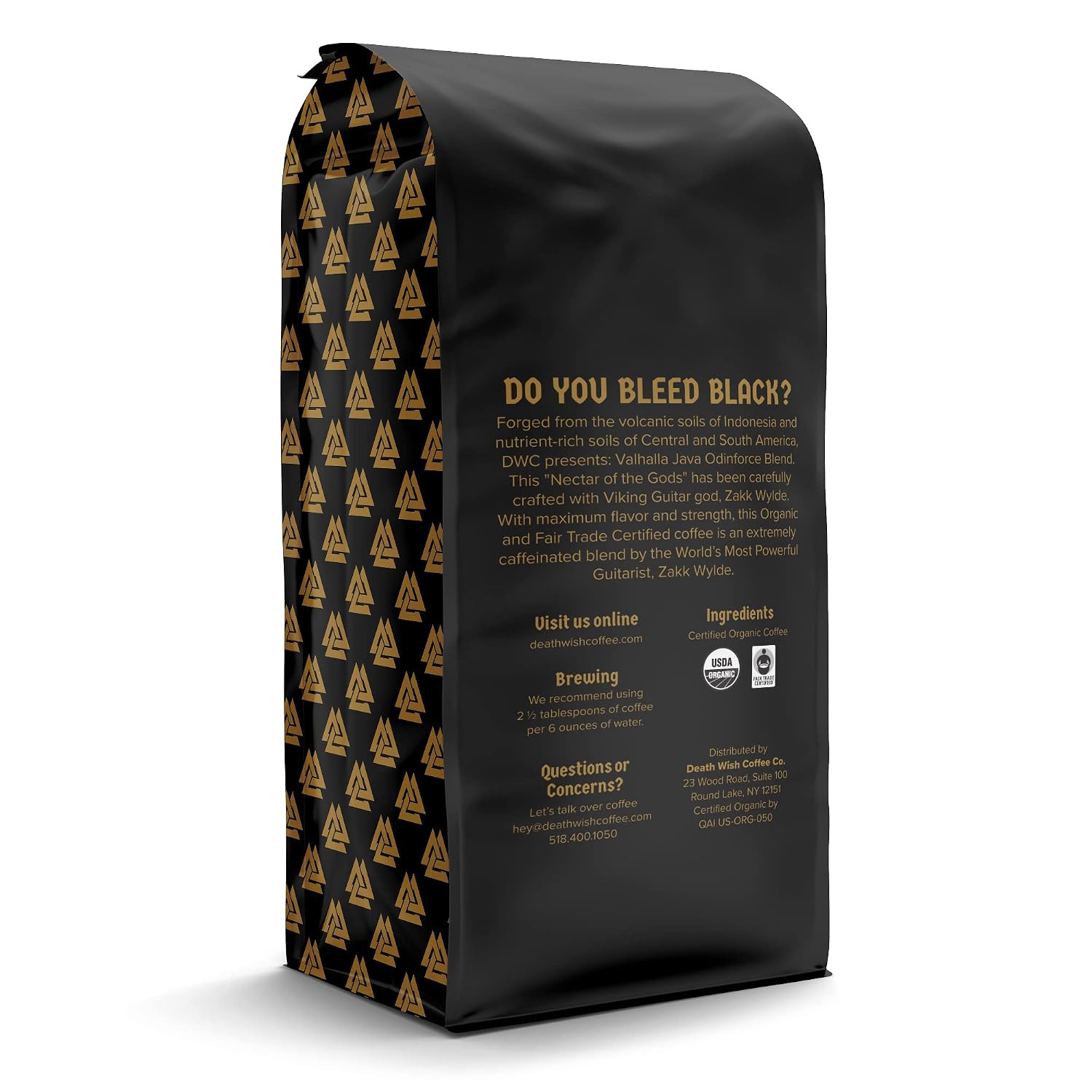 Death Wish Coffee, Valhalla Java Odinforce Blend Whole Bean, USDA Organic and Fa