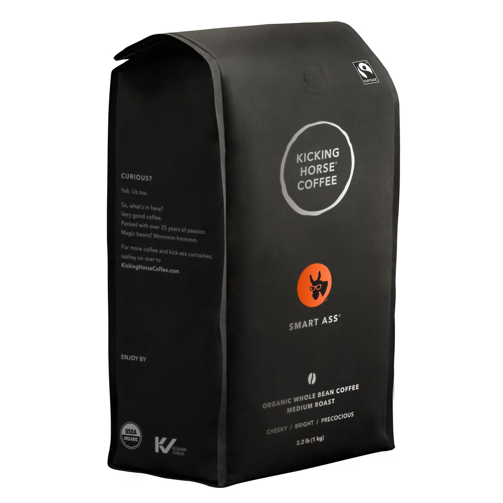 Coffee, Smart Ass, Medium Roast, Whole Bean, 2.2 Pound – Certified Organic, F…