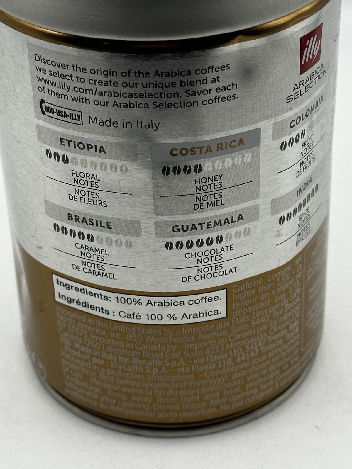 Illy Arabica Selection Costa Rica Whole Bean Coffee 8.8oz Can Honey Notes Sweet