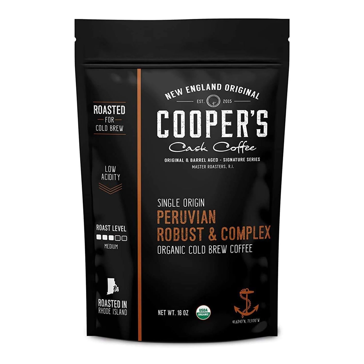 Peruvian Organic Cold Brew Coffee, Single Origin & 16 Ounce (Pack of 1), Peru
