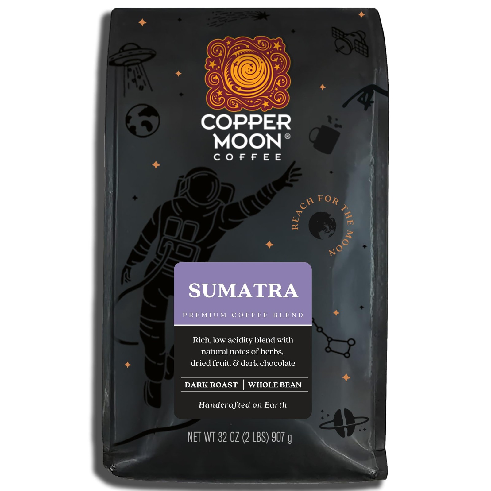 Dark Roast Whole Bean Coffee Sumatra Blend 2 Lb