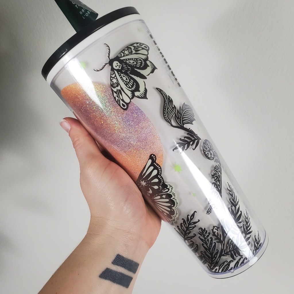 🦋🌕Starbucks 2025 Fall Halloween Glow in the Dark Night Moth Cold Cup Tumbler