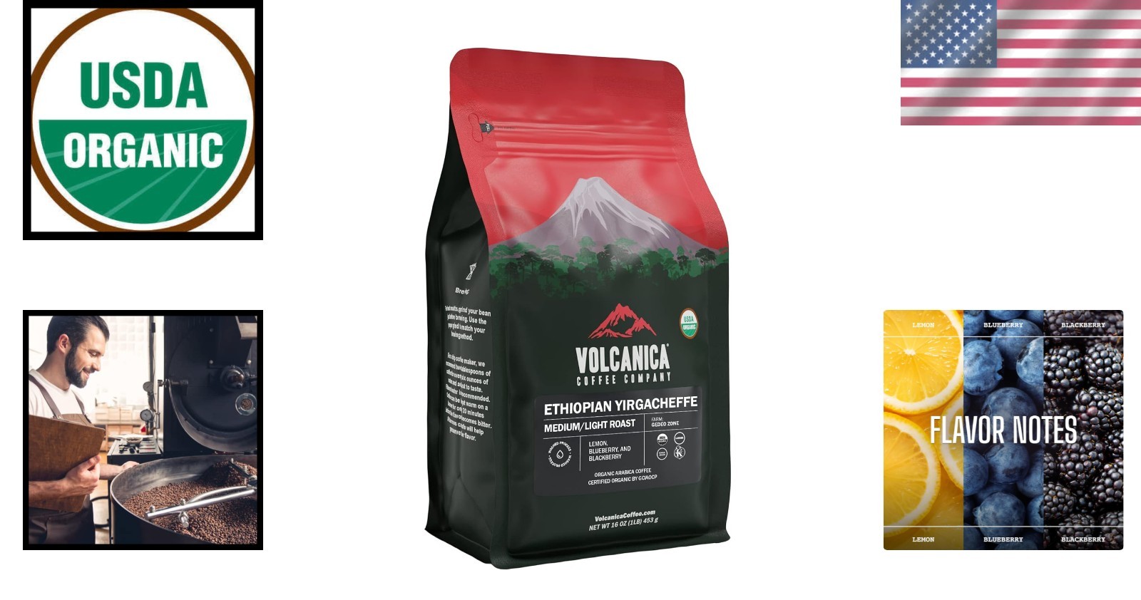 Organic Ethiopian Coffee Beans – Yirgacheffe, Fresh Roasted 16oz Delight