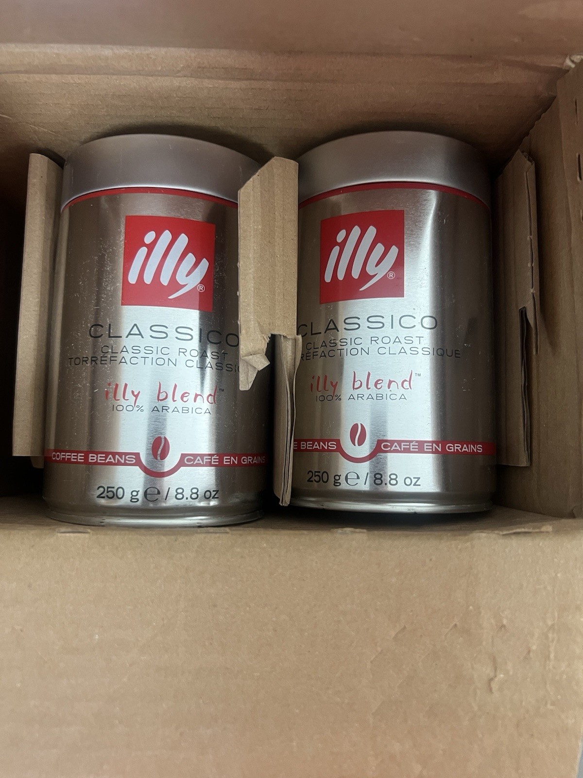 Illy Classico Whole Bean Coffee Classic Roast 8.8oz-EXP 9-2027 6 Cans/an
