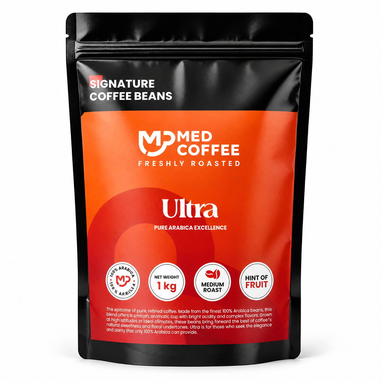 Rich Arabica coffee beans; package weight: 1 kilogram