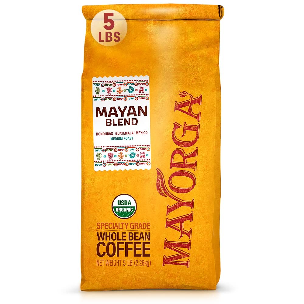 Mayorga Medium Roast Whole Bean Coffee, 5 lb bag – Mayan Blend Coffee Roast – Sm