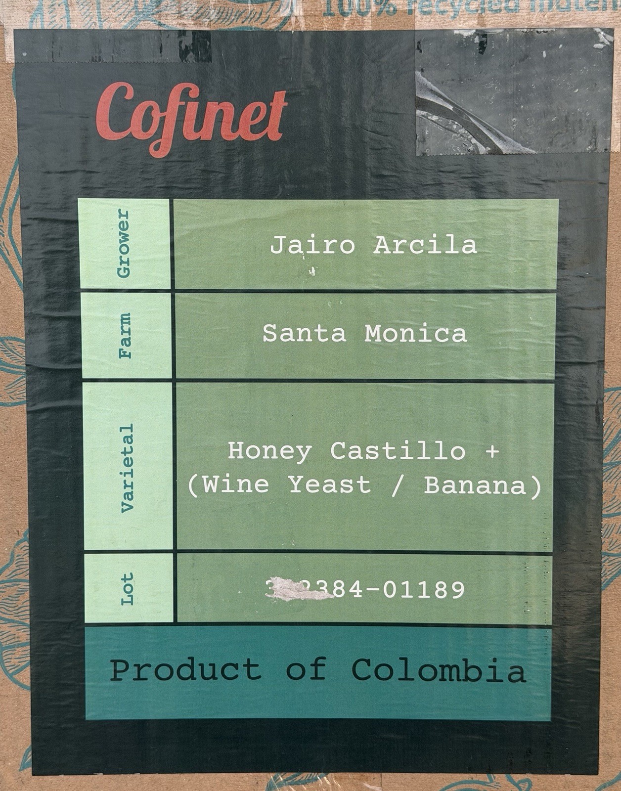 26Lbs. Colombia – Jairo Arcila Santa Monica-Banana, Unroasted Green Coffee Beans