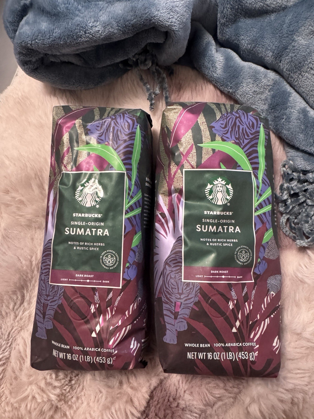 Starbucks Single-Origin Sumatra Dark Roast Whole Bean Coffee 2×16 oz