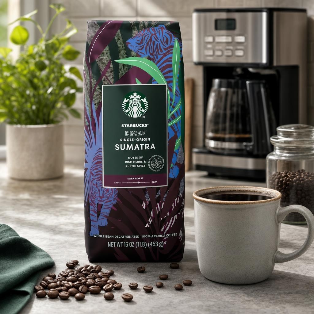 Starbucks Whole Bean Coffee, Decaf Sumatra, 16-Ounce Bag