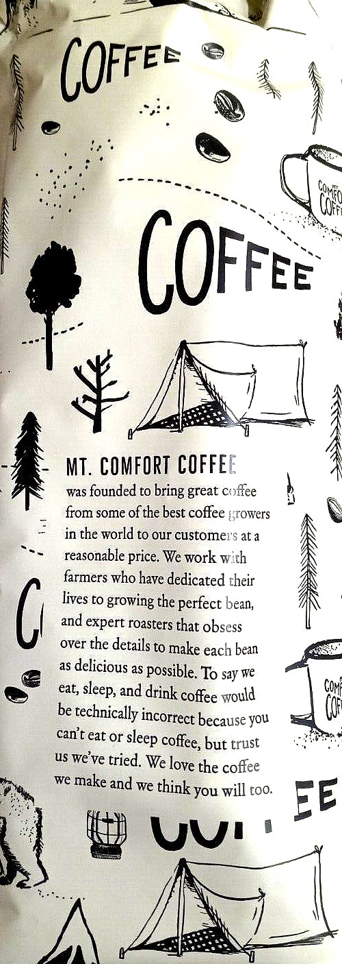 Mt. Comfort Organic Peru Medium Roast Whole Been Coffee 2.5 lb Bag EXP 11/2024