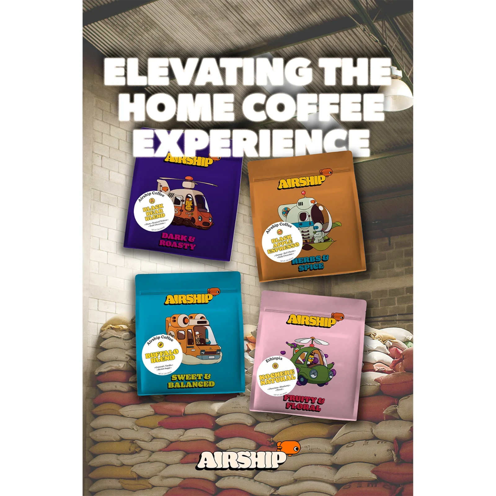 Airship Black Bear, Specialty Coffee, Dark Roast, Whole Coffee Beans, 8.8 oz, Be