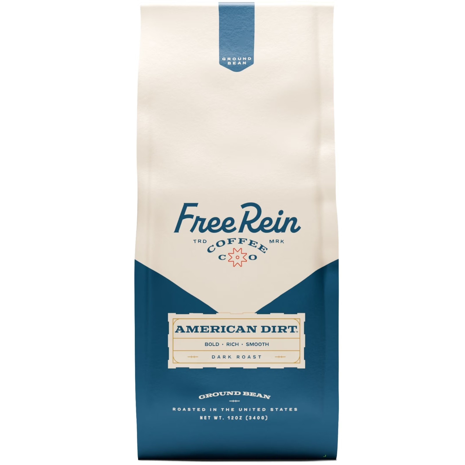 2 Pack Free Rein American Dirt Whole Bean Coffee Dark Roast 12 oz Bag New