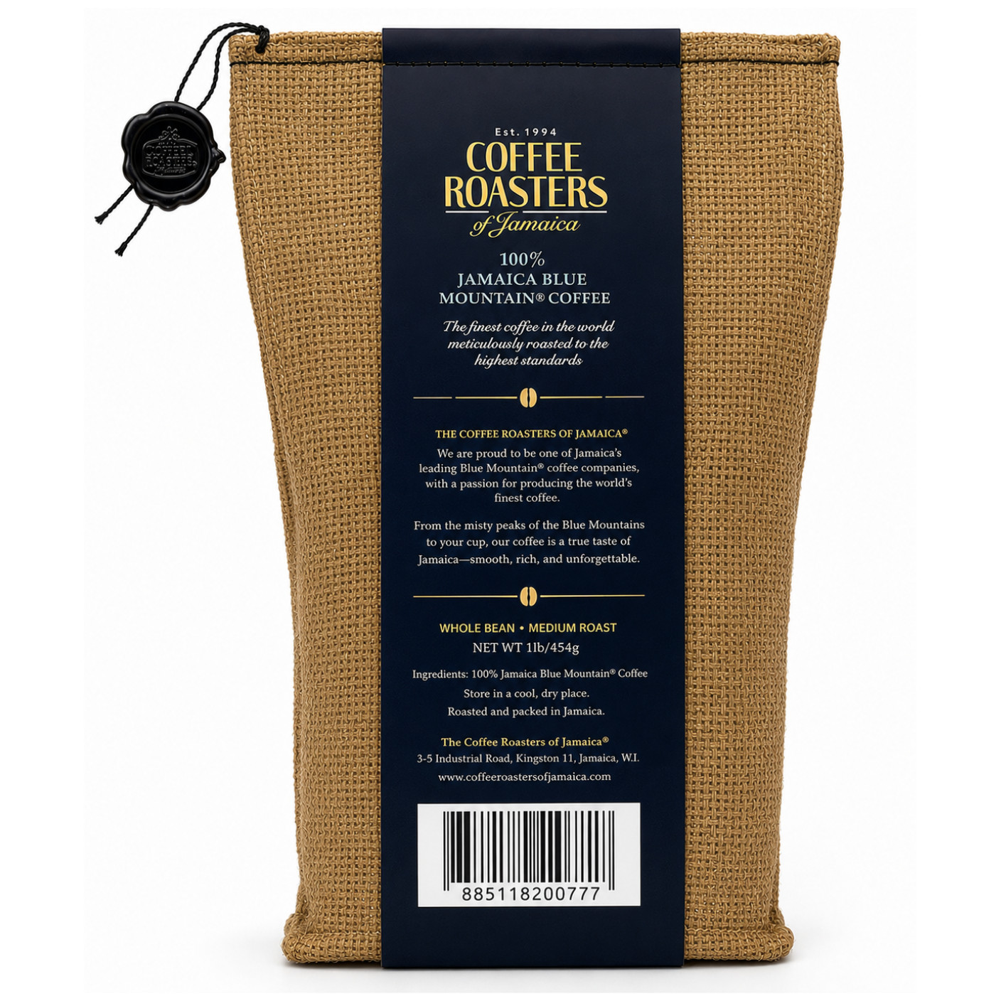 100% Jamaica Blue Mountain Coffee 16oz Whole Beans- Coffee Roasters of Jamaica