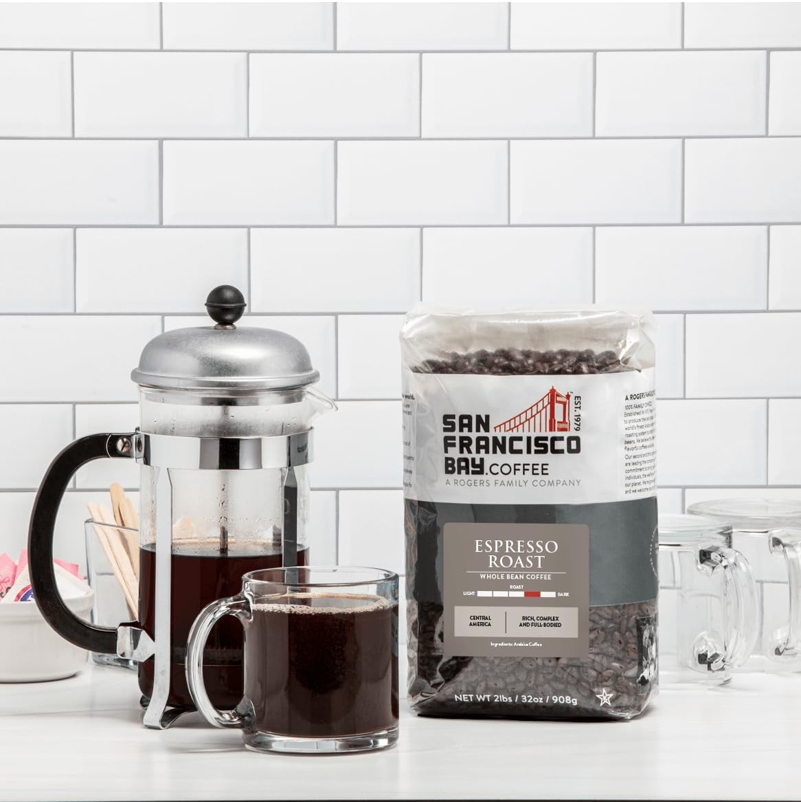 San Francisco Bay Coffee – Medium-Dark Roast Whole Bean Coffee – Espresso Roa…