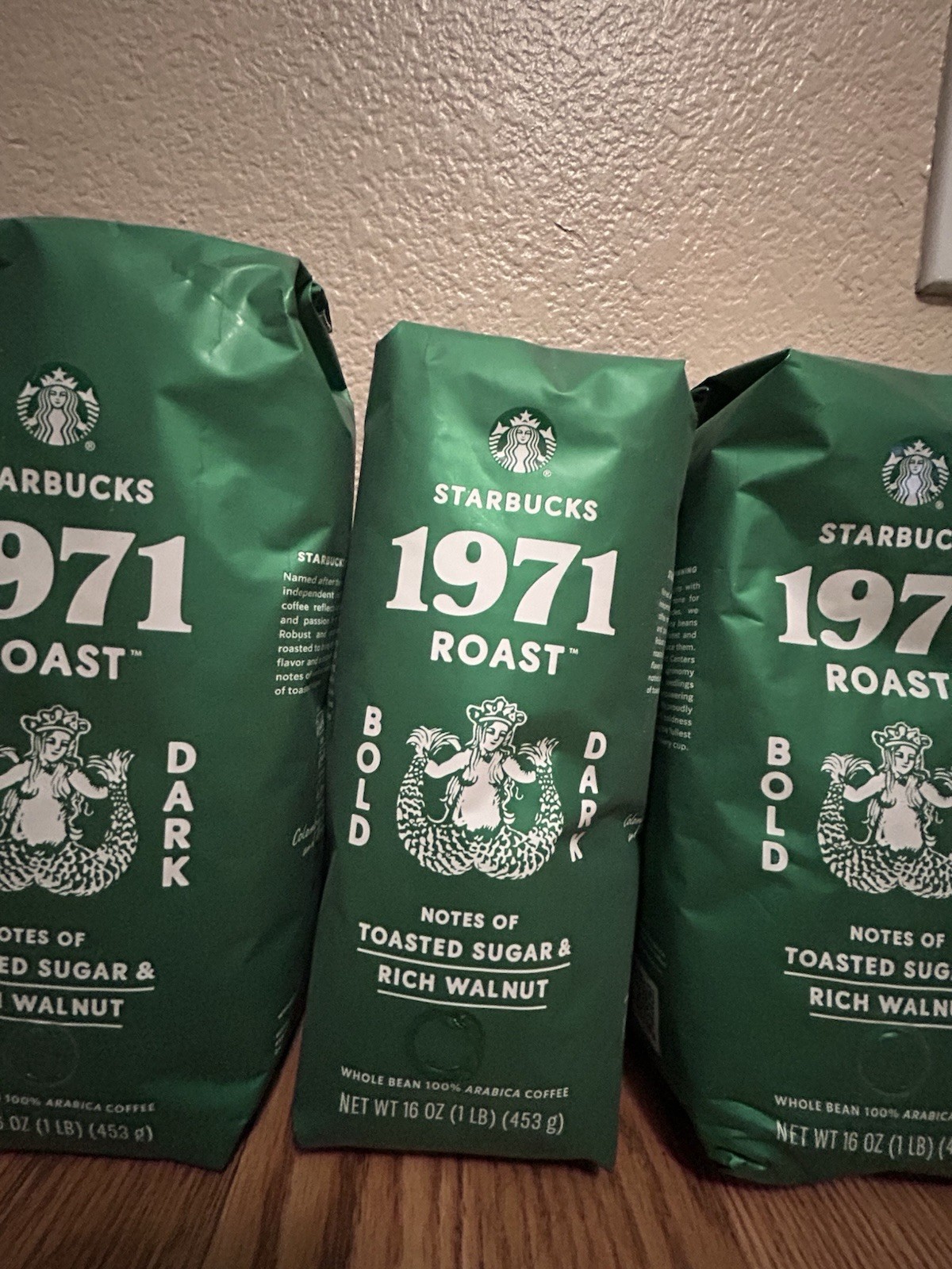Starbucks 1971 Roast Dark Whole Bean Coffee 16 oz (1 lb) Lot of 6 – New Sealed