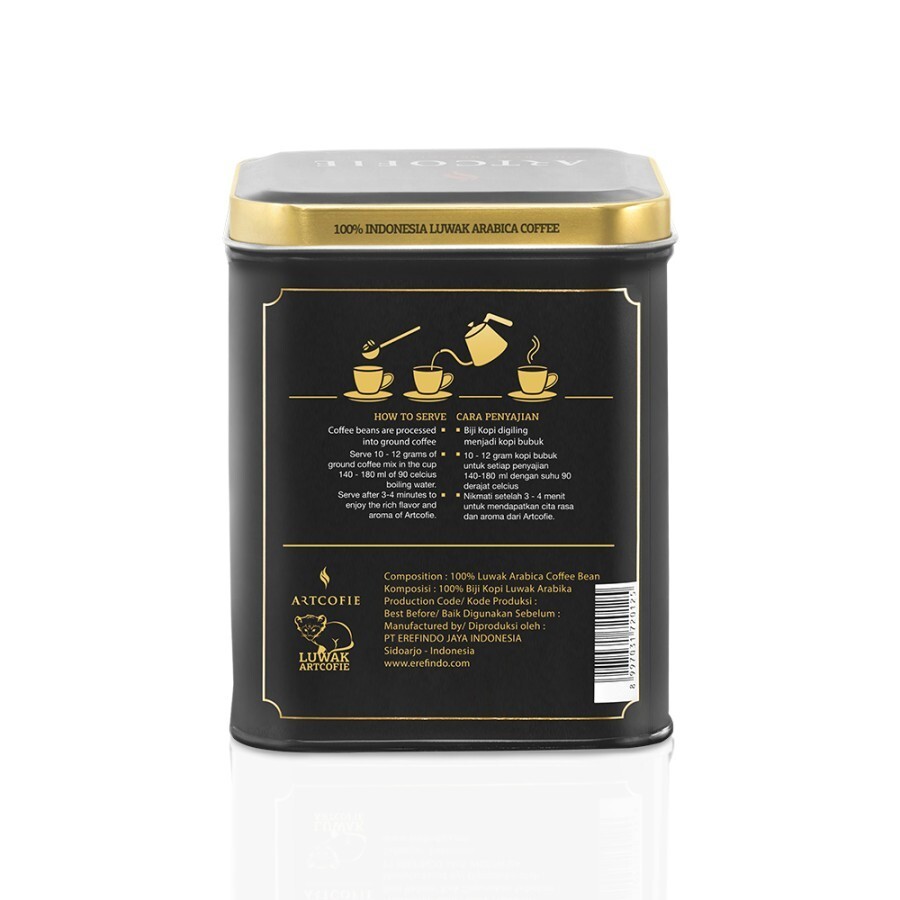 Artcofie Luwak Coffie Arabica Tin Box 100g Whole Bean