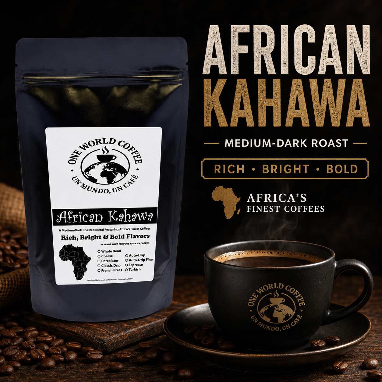 Africa Origin African Speciality Coffee Medium Dark Roast Whole Bean or Ground