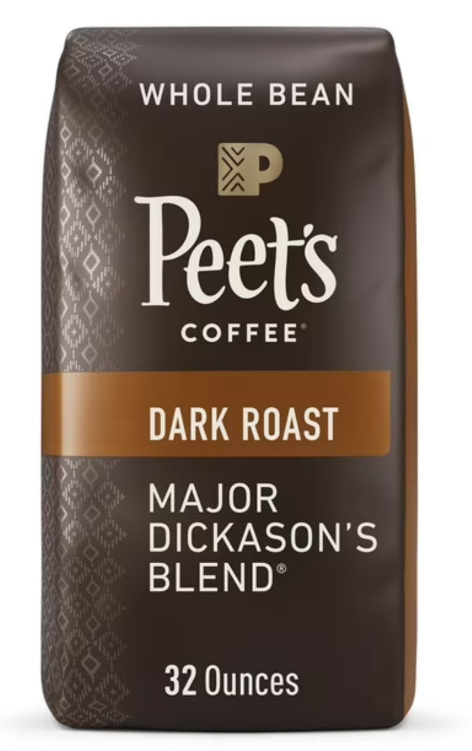 2 Packs Peet’s Coffee Major Dickason’s Blend Deep Roast, Whole Bean, 32 oz. each