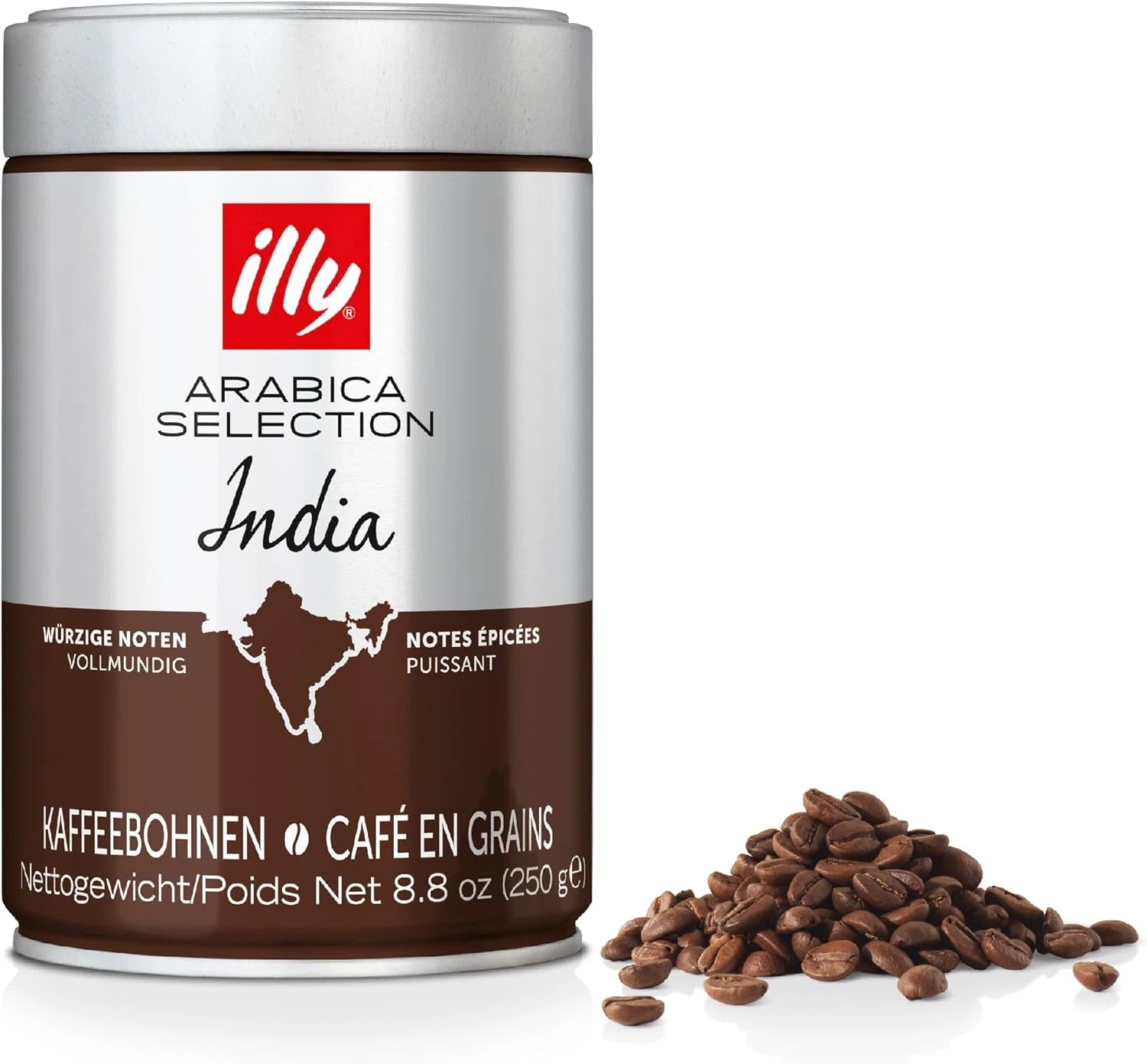 illy Arabica Selection India Dark Roast Coffee Beans 100% Arabica 8.82oz / 250g