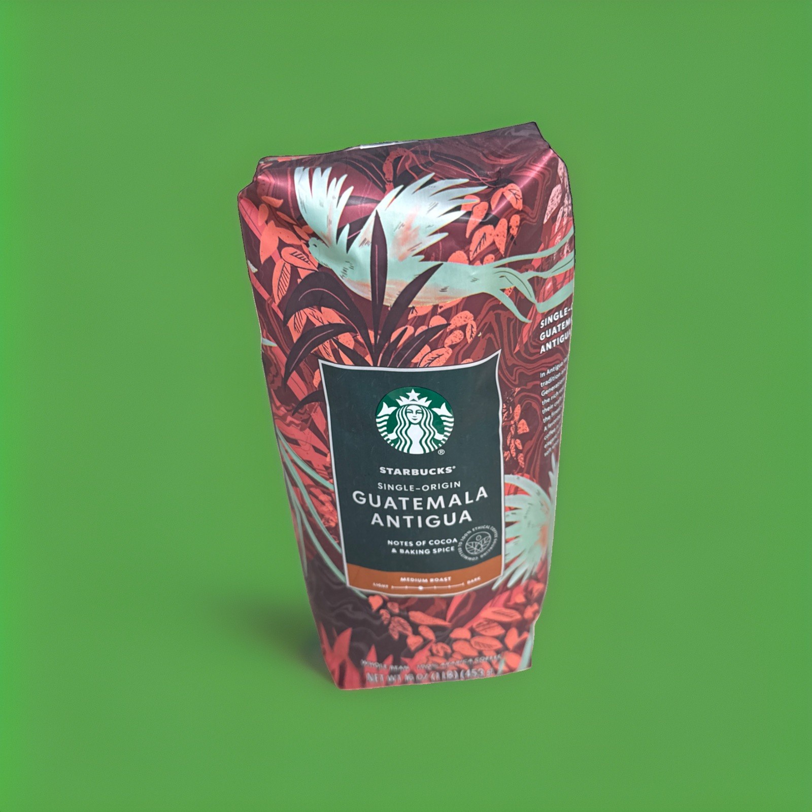 Starbucks Guatemala Antigua Whole Bean Coffee 1lb/16oz, Medium Roast Bag