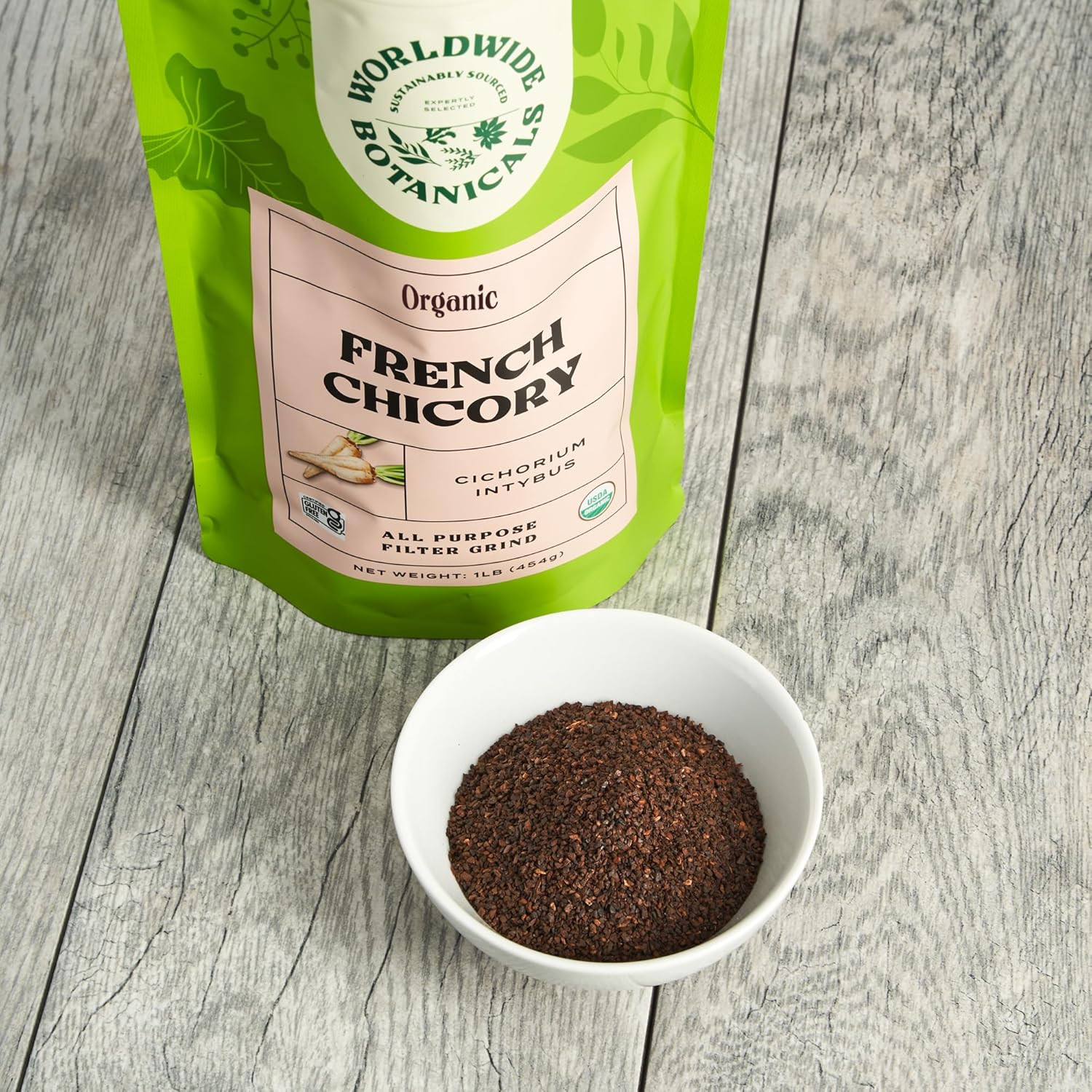 Worldwide Botanicals Organic French Chicory Root, 1 Pound – Brew like Coffee, Bl