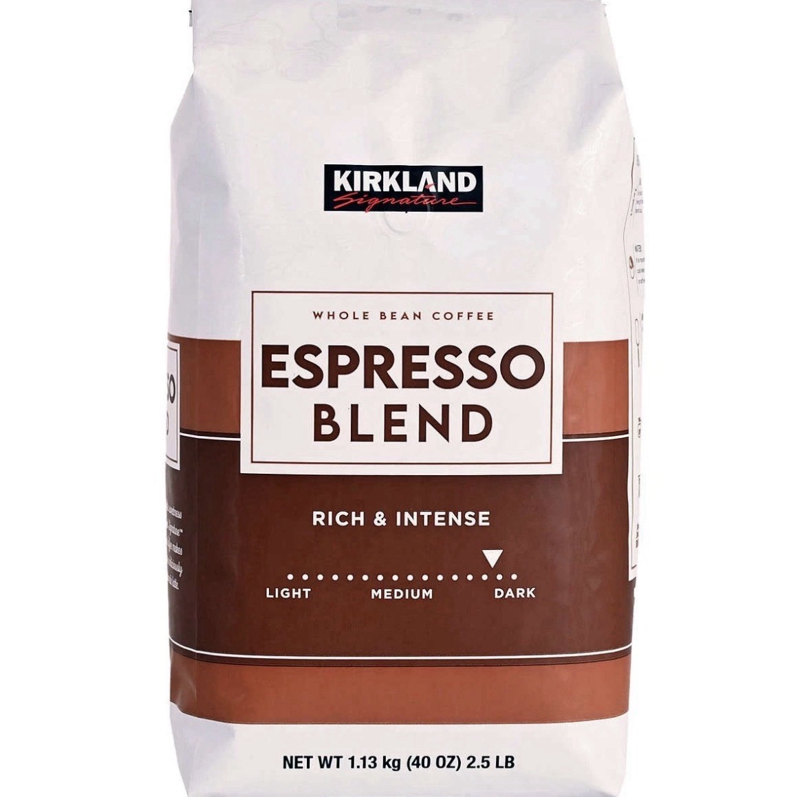 2pack Kirkland Signature Espresso Blend Whole Bean Coffee Dark Roast, 2.5 Pounds