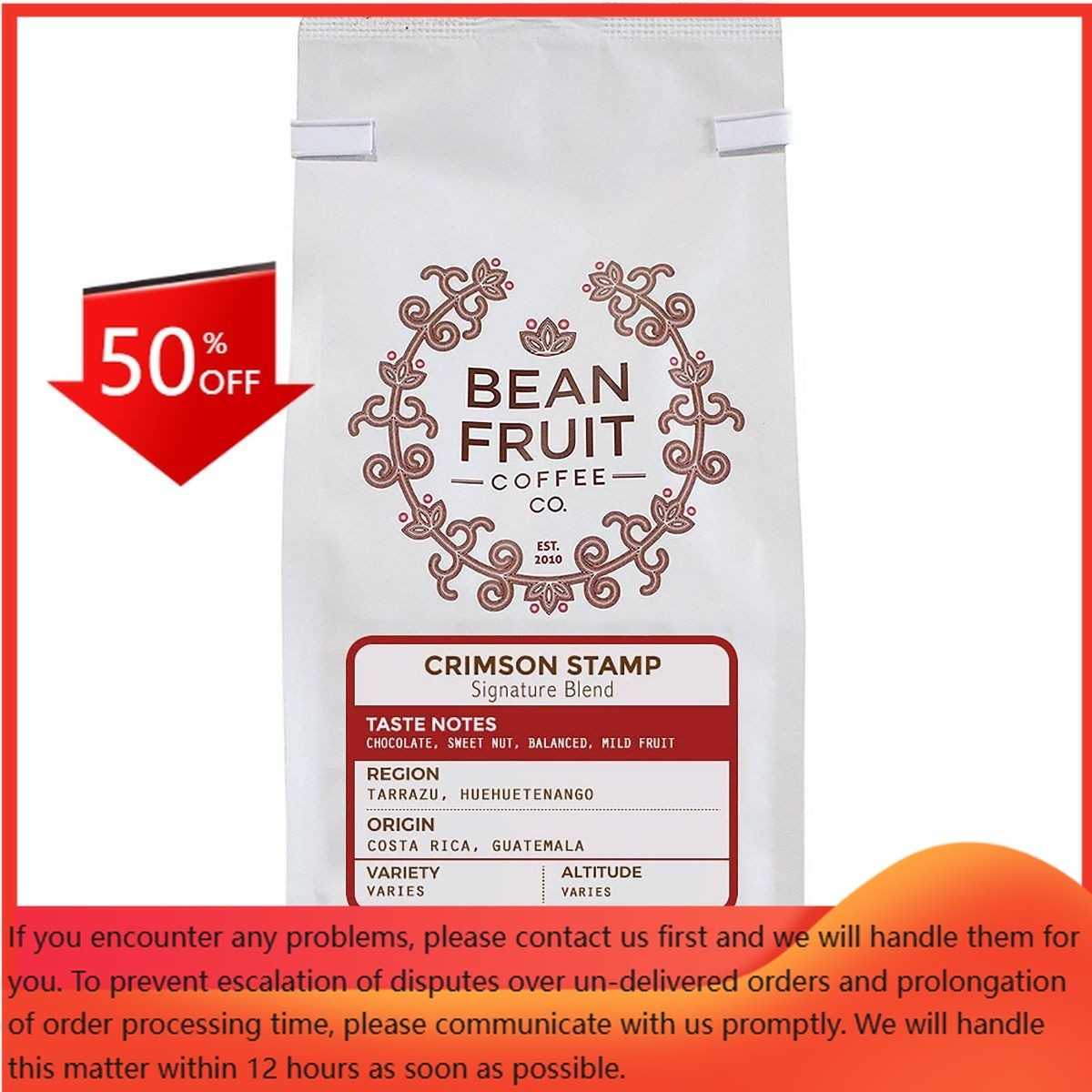 Bean Fruit Crimson Stamp Medium Roast Ground Coffee – 12oz