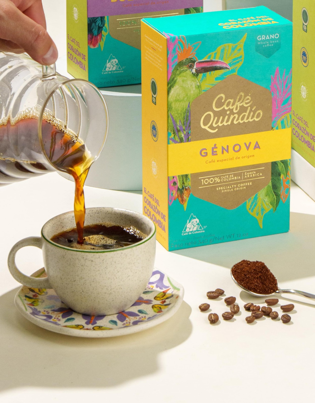 Medium Roast 100% Colombian Excelso Whole Bean Arabica Coffee Genova Single