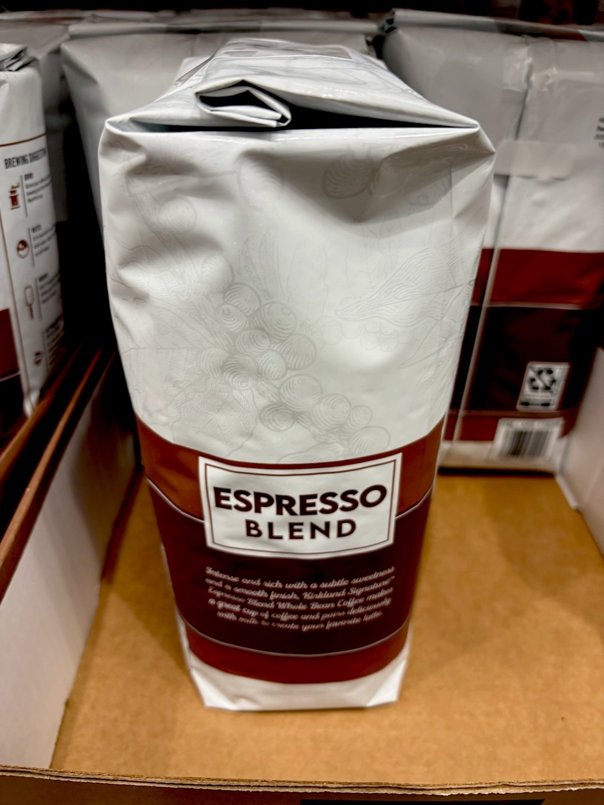 2pack Kirkland Signature Espresso Blend Whole Bean Coffee Dark Roast, 2.5 Pounds