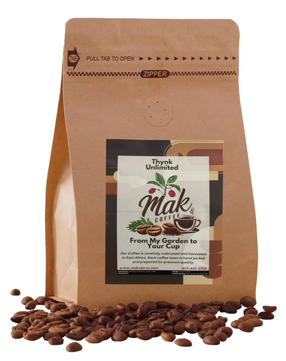 Mak Coffee Kenya AA Whole Bean Dark Roast Citrus Floral East Africa Pantry