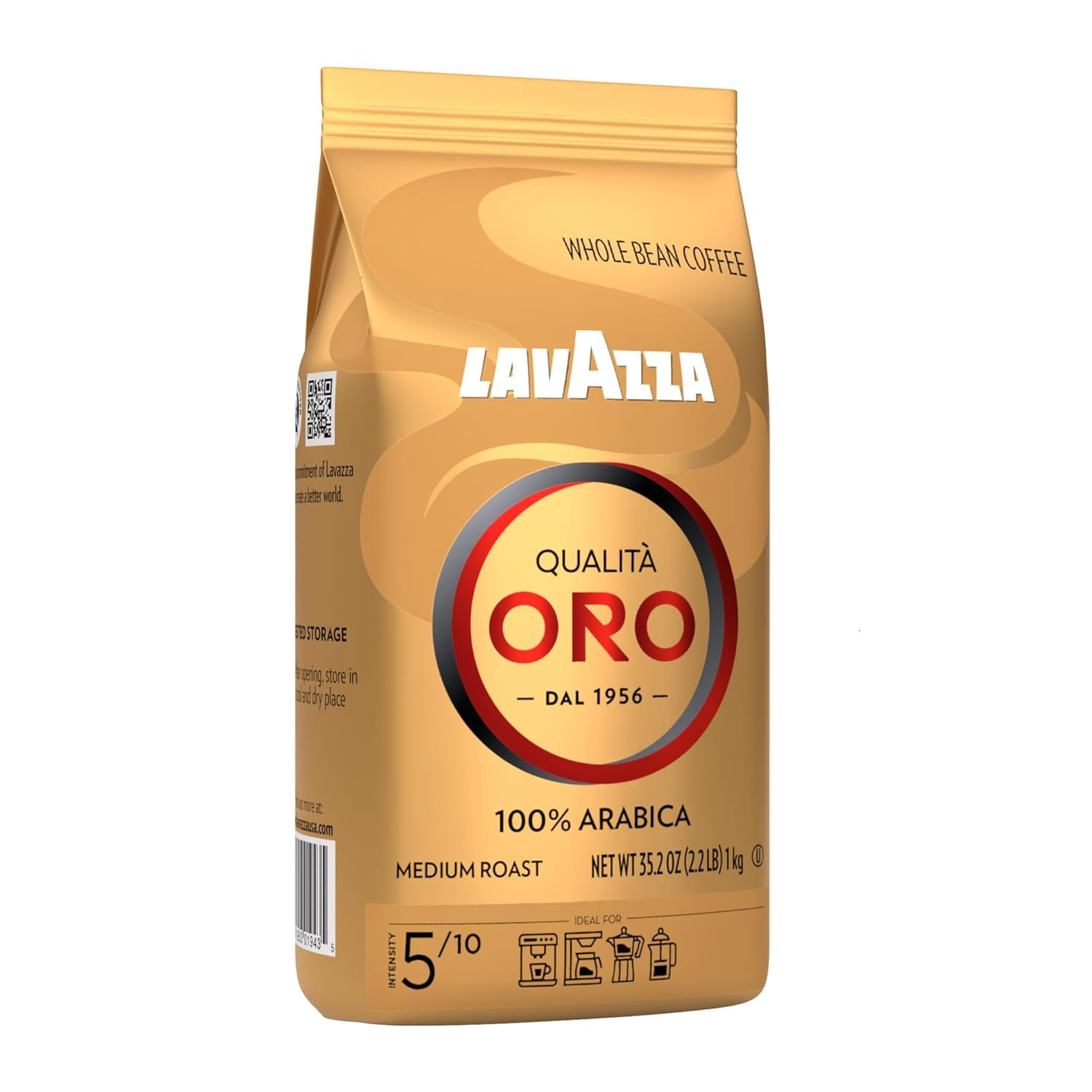 Lavazza QualitÃ Oro Whole Bean Blend, Medium Roast, 2.2 Pound (Pack of 2) NEW