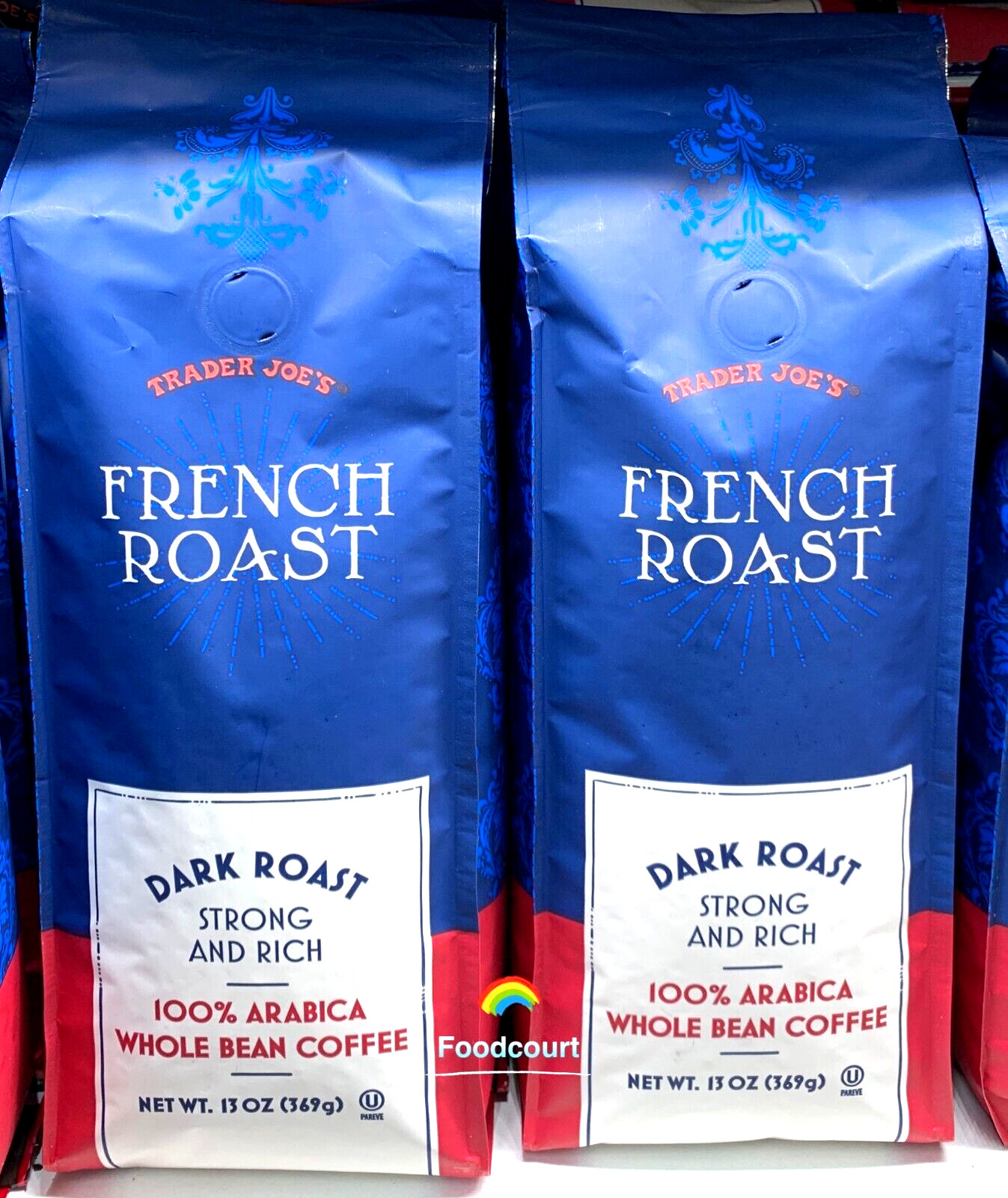 2 Packs Trader Joe’s French Roast Whole Bean Coffee Dark Roast 13 OZ Each Pack