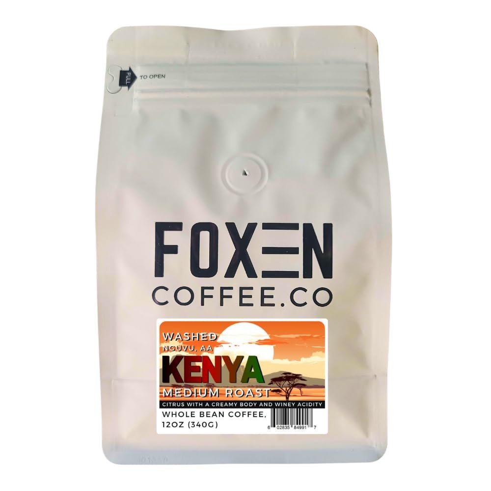 Kenya AA Washed Whole Bean Coffee Medium Roast Premium Beverage 12 Ounce