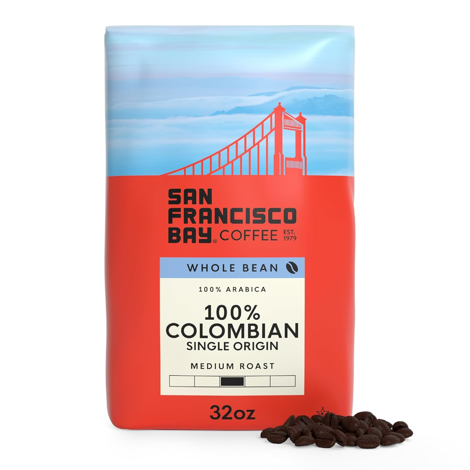 San Francisco Bay Coffee – Medium Roast Whole Bean Coffee – 100% Colombian (2 Lb