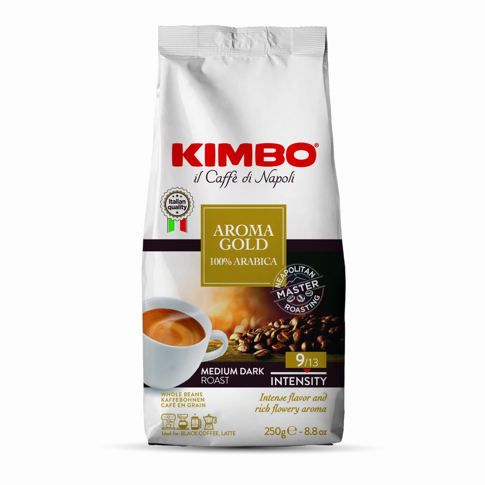 KIMBO Aroma Gold Coffee Beans 250g / 8.8oz