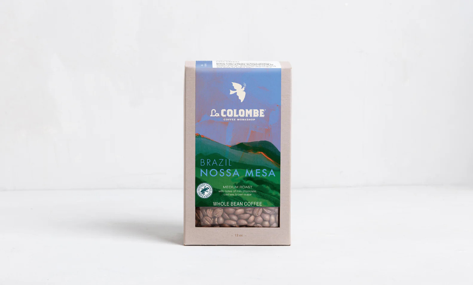 LA COLOMBE COFFEE BRAZIL NOSSA MESA MEDIUM ROAST BLEND WHOLE BEAN 12OZ
