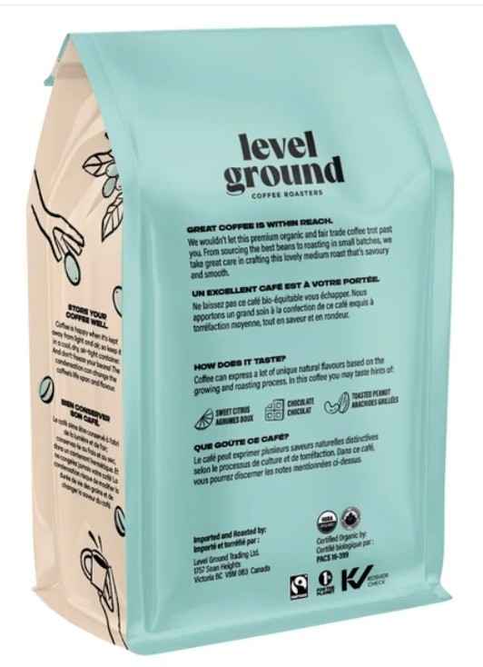 Level Ground – Peru Organic Whole Bean Coffee, 907g