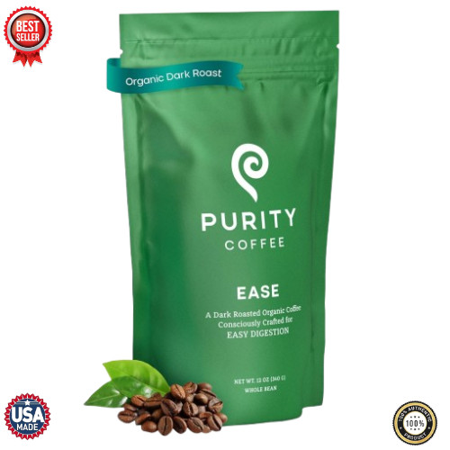 Purity Coffee EASE Dark Roast Low Acid Organic Whole Bean Coffee 12oz
