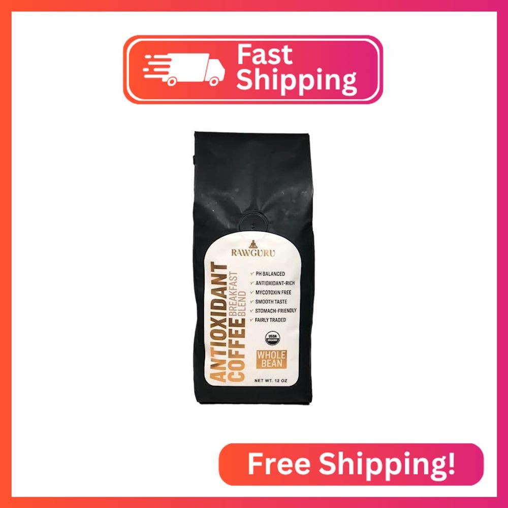 RawGuru Organic Antioxidant Coffee Breakfast Blend, Gluten-Free, Fairly Traded,