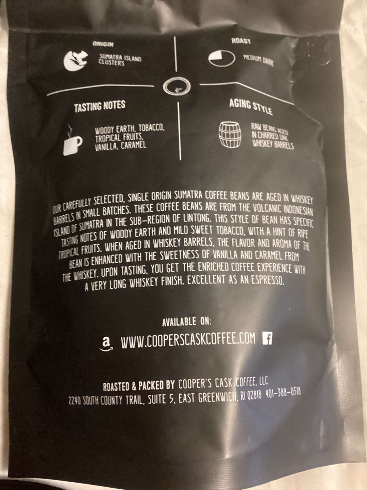 Coopers Cask Coffee Bourbon & Whiskey Barrel Aged Coffee Beans, Set /3 BB: 06/26