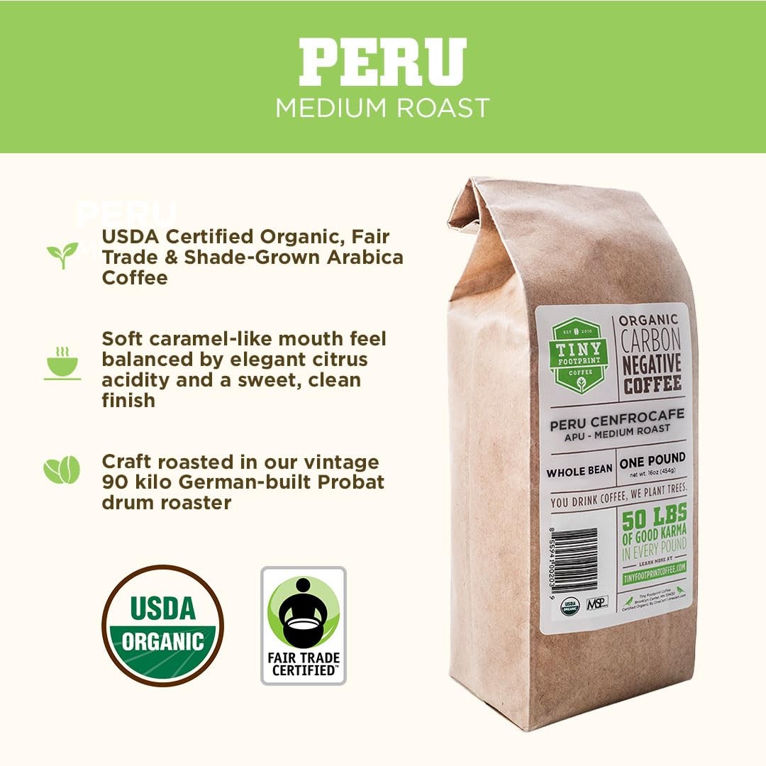 – Fair Trade Organic Peru APU Medium Roast – Whole Bean Coffee USDA Organic &