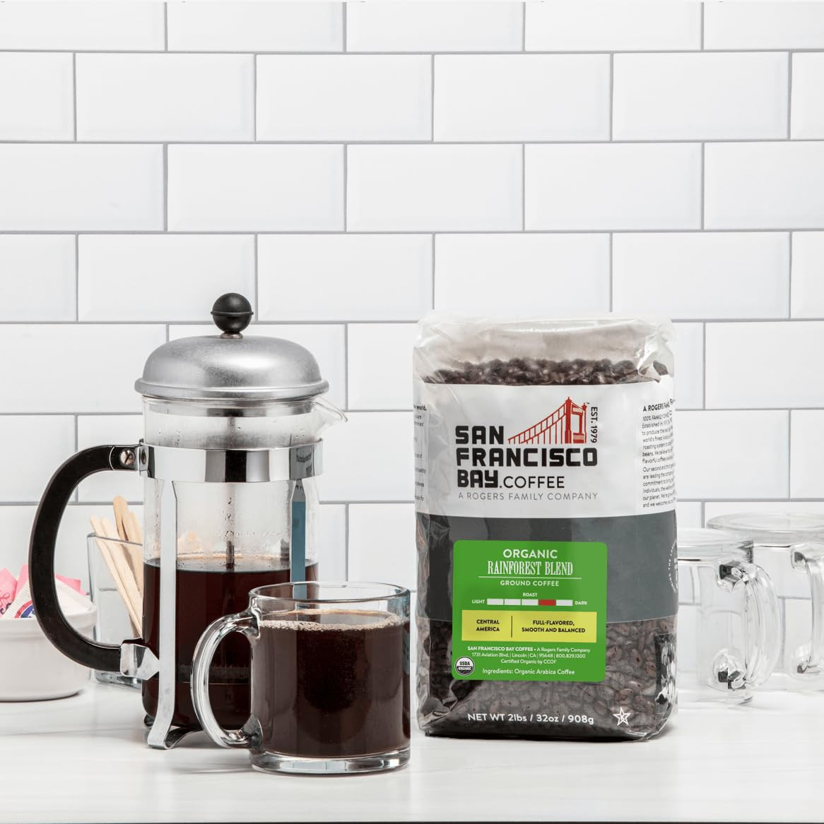San Francisco Bay Coffee – Medium-Dark Roast Whole Bean Coffee – Organic Rainfor