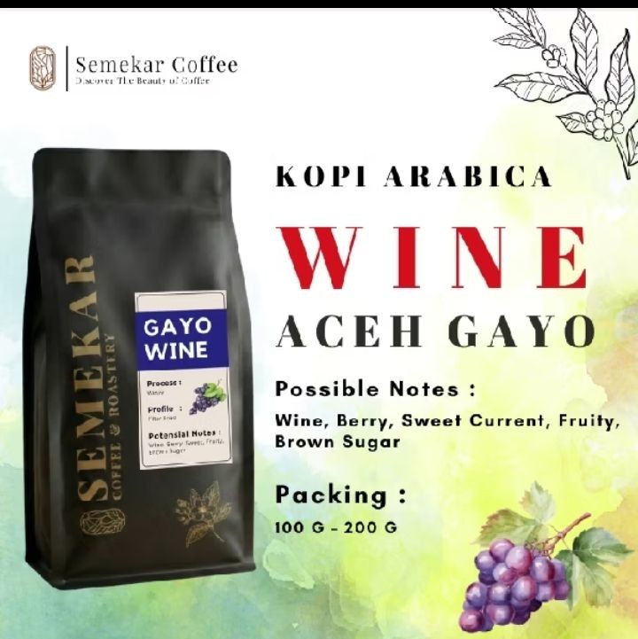 Biji Bubuk Kopi Arabika Aceh Gayo Fermentation Wine Specialty Fresh coffe 200g