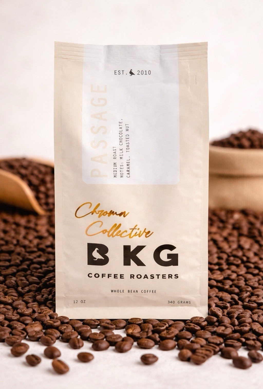 BKG Coffee Roasters Passage Medium Roast Whole Bean Coffee 340g Caramel