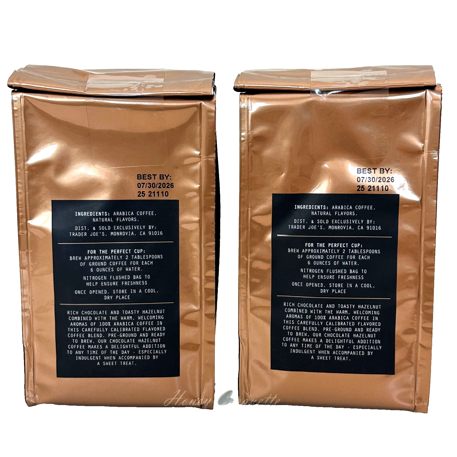 2 Pack Trader Joe’s Chocolate Hazelnut Ground Coffee Light Roast 12 oz Each Pack