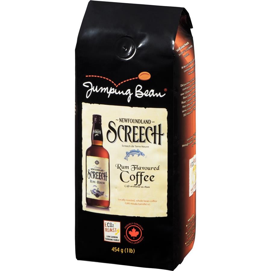 Jumping Bean Screech Coffee Rum Flavored Imported from Canada 1lb 454g