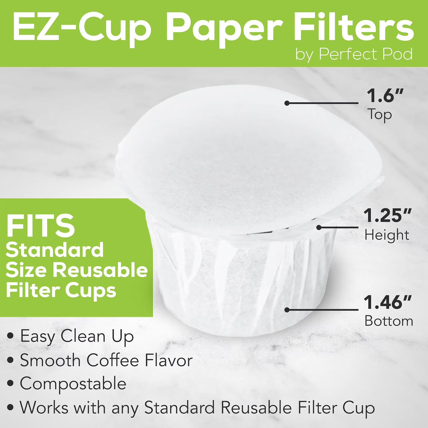 Perfect Pod EZ-Cup 2.0 100% Biodegradable Paper Coffee Filters, 200 Count