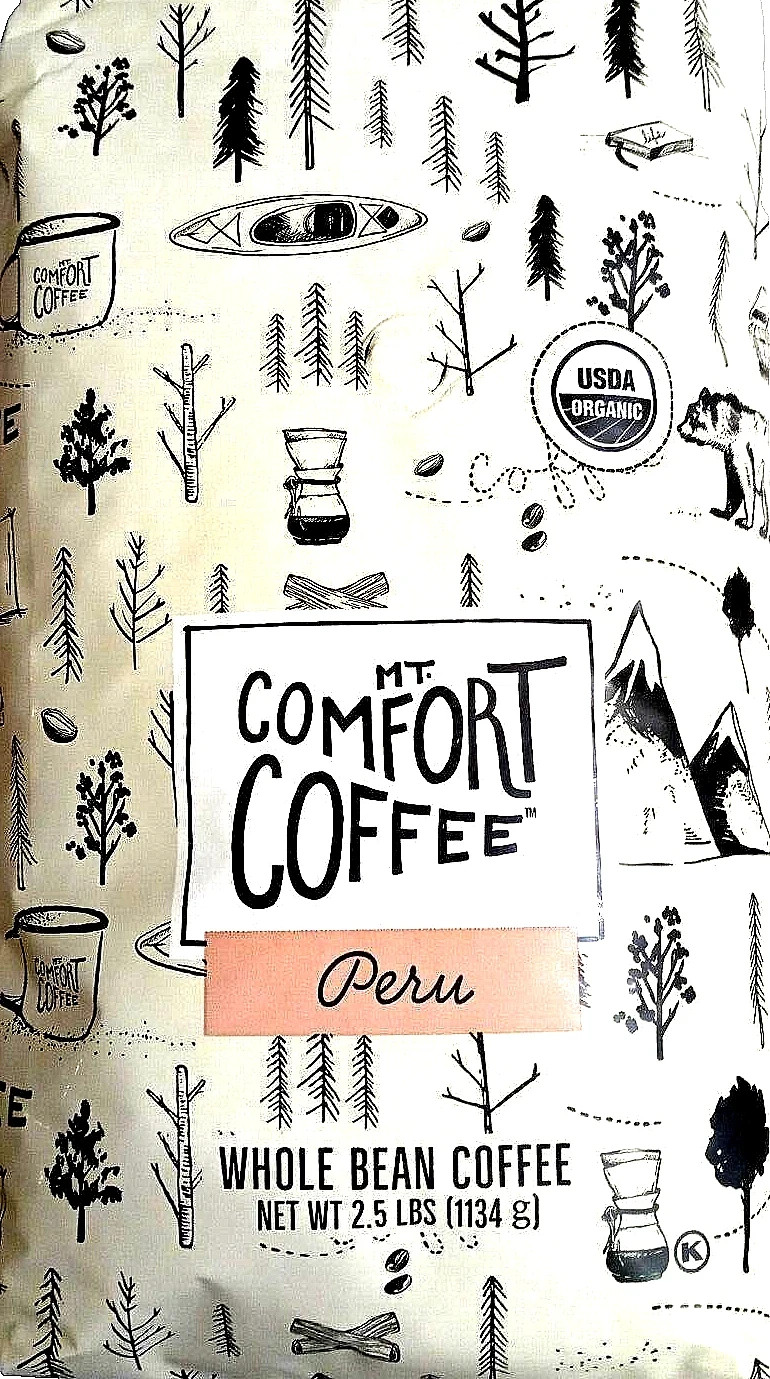 (Buy 2+ Save)_Mt. Comfort Organic Peru Medium Roast Whole Been Coffee 2.5 Lbs